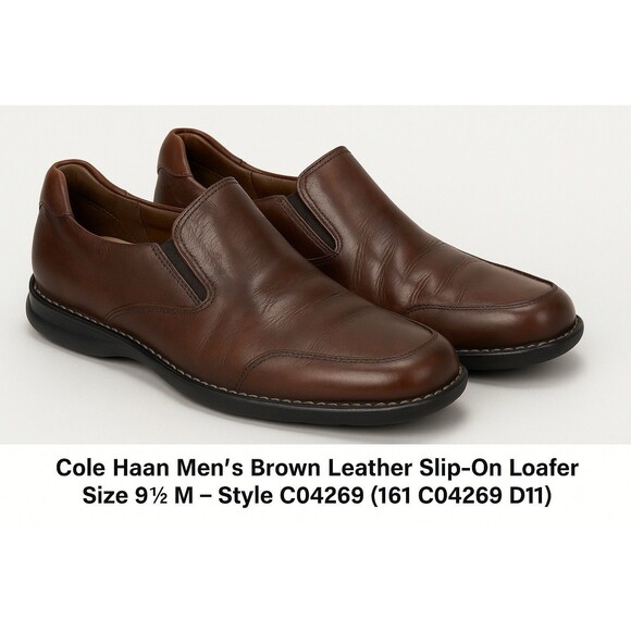 Cole Haan Mens Shoes Loafer 9.5 M Tucker Venetian Slip on Brown Leather C04059 - Picture 2 of 16